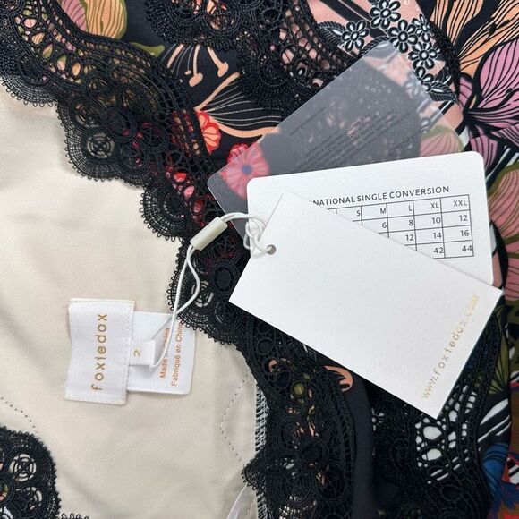 NWT Foxiedox Boston Proper One Shoulder Lace and Floral Mini Dress size 2 - Picture 4 of 6